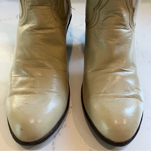 Vintage Nocona Western Cowboy Costal Cowgirl Cream Leather Boots USA Womens 5 B - Picture 4 of 13